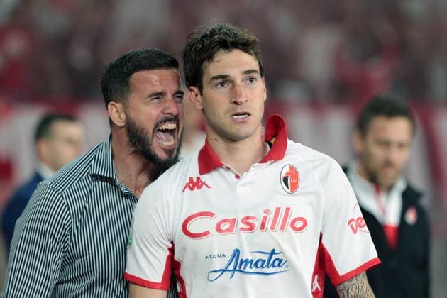 Foto Donato Fasano LaPresse 02 Giugno 2023 Bari, Italia - calcio - Bari vs Sudtirol - Campionato di calcio Serie BKT 2022 2023 - Stadio San Nicola. Nella foto: benedetti e polito June 02 , 2023 Bari, Italy - sport, soccer - Bari vs Sudtirol - Italian Football Championship League BKT 2022 2023 - San Nicola stadium. In the pic: benedetti e polito  Copyright: xDonatoxFasano LaPressex
