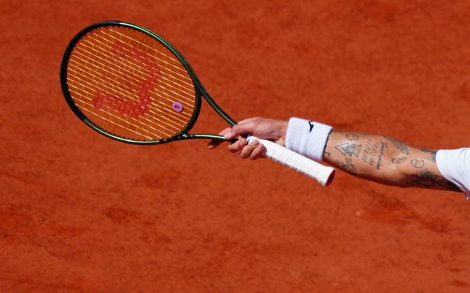 Mandatory Credit: Photo by Javier Garcia Shutterstock (13944030ac) Thiago Seyboth Wild tattoo detail French Open Tennis, Day 7, Roland Garros, Paris, France - 03 June 2023 French Open Tennis, Day 7, Roland Garros, Paris, France - 03 June 2023  Copyright: xJavierxGarcia Shutterstockx 13944030ac