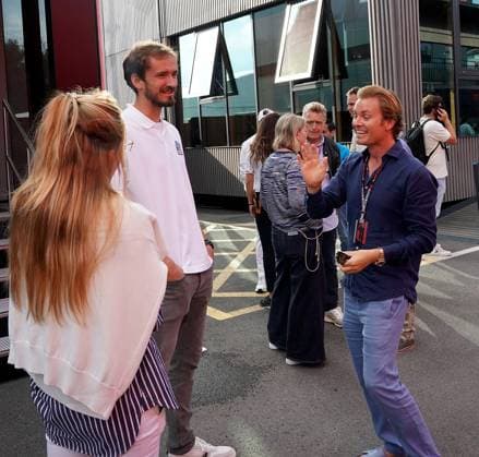 03 06 2023, Circuit de Catalunya, Barcelona, Formula 1 AWS Grand Prix of Spain 2023 , in picture tennis player Daniil Medvedev with racing driver Nico Rosberg Barcelona Circuit de Catalunya Catalunya Spain  eu-images-506