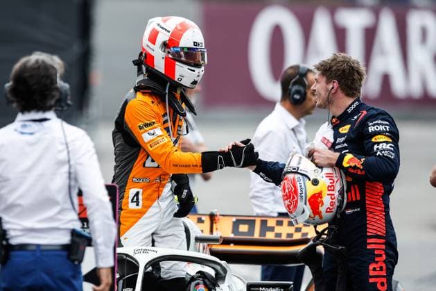 4 Lando Norris GBR, McLaren F1 Team , 1 Max Verstappen NLD, Oracle Red Bull Racing , F1 Grand Prix of Spain at Circuit de Barcelona Catalunya on June 3, 2023 in Barcelona, Spain Photo by HOCH ZWEI Barcelona Spain