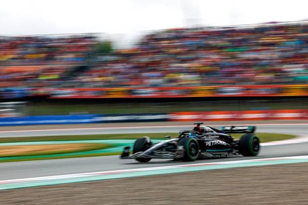 63 RUSSELL George (gbr), Mercedes AMG F1 Team W14, action during the Formula 1 AWS Gran Premio de Espana 2023, 7th round of the 2023 Formula One World Championship, WM, Weltmeisterschaft from June 2 to 4, 2023 on the Circuit de Barcelona-Catalunya, in Montmelo, Spain - F1 - SPANISH GRAND PRIX 2023 DPPI Panoramic  00123014_F12023GP08ESP_JK046054
