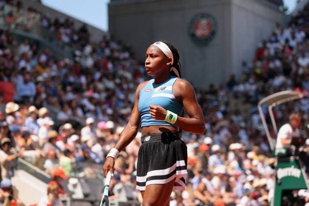 Coco Gauff of the US plays against Mirra Andreeva of Russia during their third-round match at the Roland Garros French Tennis Open in Paris, France, on Saturday, June 3, 2023. Gauff won 7-6, 6-1, 6-1.  PAR20230603107 MAYAxVIDON-WHITE