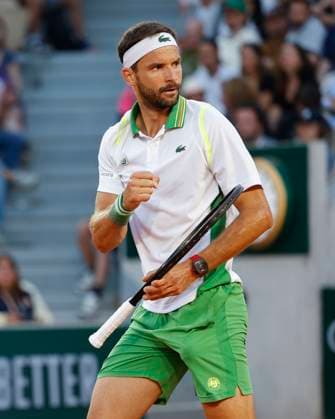 Grigor Dimitrov makes fist and cheers,jubilation,joy,emotion Copyright: xJuergenxHasenkopfx