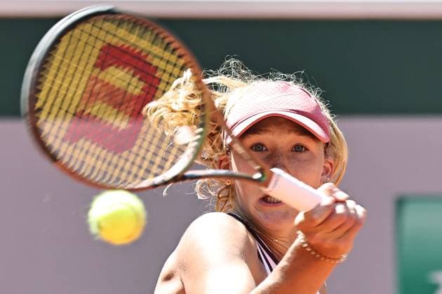 Mirra Andreeva, RUS, during third round of 2023 French Open at Roland Garros, Paris, 03 06 2023