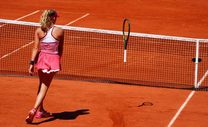 Mandatory Credit: Photo by Javier Garcia Shutterstock (13944030gp) Mirra Andreeva throws her racquet in frustration French Open Tennis, Day 7, Roland Garros, Paris, France - 03 June 2023 French Open Tennis, Day 7, Roland Garros, Paris, France - 03 June 2023  Copyright: xJavierxGarcia Shutterstockx 13944030gp