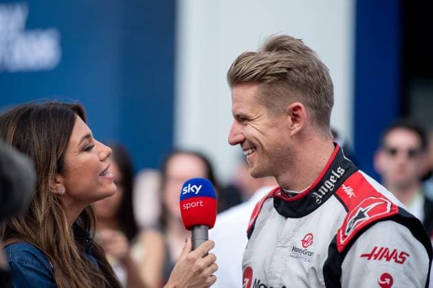 Nico Huelkenberg GER, Moneygram Haas F1 Team, 27 interviewing Federica Masolin ITA, Sky TV presenter , ESP, Formula 1 World Championship, Spanish Grand Prix, Circuit de Barcelona Catalunya, 3 free practice and qualifying, 03 06 2023 ESP, Formula 1 World Championship, Spanish Grand Prix, Circuit de Barcelona Catalunya, 3 free practice and qualifying, 03 06 2023 Montmelo Copyright: xEibner Memmlerx EP_MMR