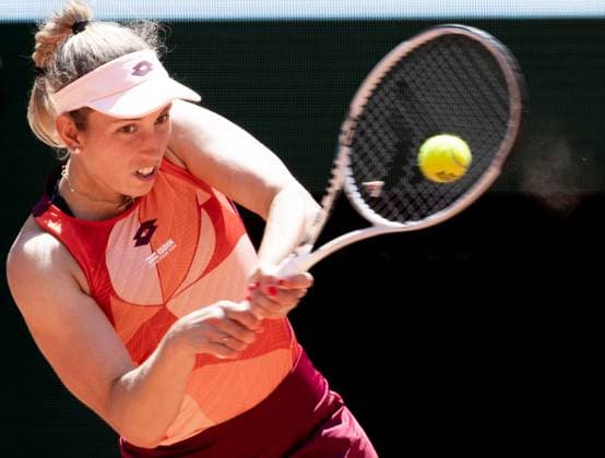 Belgian Elise Mertens pictured in action during a tennis match between Belgian Mertens (WTA28) and Russian Pavlyuchenkova, in the fourth round of the women s singles at the Roland Garros French Open tennis tournament in Paris, France, Sunday 04 June 2023. BENOITxDOPPAGNE  x68394550x