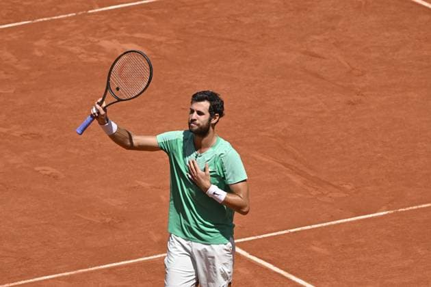 Tennis : Roland Garros 2023 - France - Karen Khachanov - Russie Tennis : Roland Garros 2023 - France - 04 06 23 ChrysleneCaillaud Panoramic 