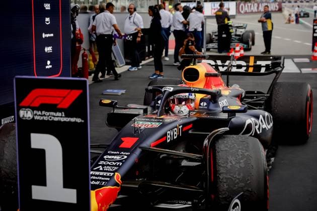 BARCELONA - Max Verstappen (Red Bull Racing) parks his car in Parc fermÃ after winning the Spanish Grand Prix. ANP SEM VAN DER WAL F1 Grand Prix of Spain 2023 xVIxANPxSportx xxANPxIVx 470883303 originalFilename: 470883303.jpg