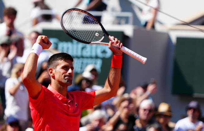 Mandatory Credit: Photo by Javier Garcia Shutterstock (13944034am) Novak Djokovic celebrates his fourth round win French Open Tennis, Day 8, Roland Garros, Paris, France - 04 June 2023 French Open Tennis, Day 8, Roland Garros, Paris, France - 04 June 2023  Copyright: xJavierxGarcia Shutterstockx 13944034am