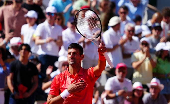 Mandatory Credit: Photo by Javier Garcia Shutterstock (13944034ao) Novak Djokovic celebrates his fourth round win French Open Tennis, Day 8, Roland Garros, Paris, France - 04 June 2023 French Open Tennis, Day 8, Roland Garros, Paris, France - 04 June 2023  Copyright: xJavierxGarcia Shutterstockx 13944034ao
