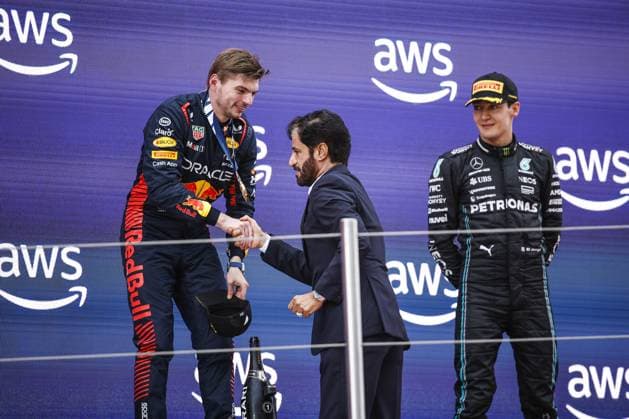 VERSTAPPEN Max (ned), Red Bull Racing RB19, portrait BEN SULAYEM Mohammed (uae), President of the FIA, portrait during the Formula 1 AWS Gran Premio de Espana 2023, 7th round of the 2023 Formula One World Championship, WM, Weltmeisterschaft from June 2 to 4, 2023 on the Circuit de Barcelona-Catalunya, in Montmelo, Spain - F1 - SPANISH GRAND PRIX 2023 - RACE DPPI Panoramic  03323010__R3_1822