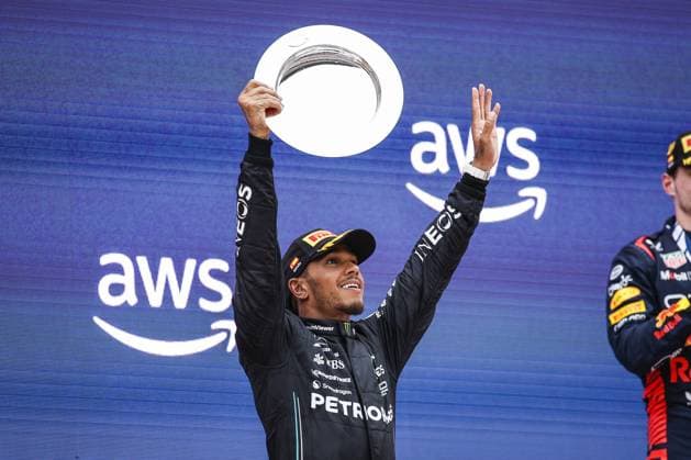HAMILTON Lewis (gbr), Mercedes AMG F1 Team W14, portrait podium during the Formula 1 AWS Gran Premio de Espana 2023, 7th round of the 2023 Formula One World Championship, WM, Weltmeisterschaft from June 2 to 4, 2023 on the Circuit de Barcelona-Catalunya, in Montmelo, Spain - F1 - SPANISH GRAND PRIX 2023 - RACE DPPI Panoramic  03323010__R3_1867