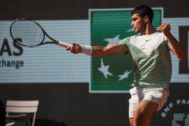 TENNIS - ATP, Tennis Herren French Open 2023 PARIS,FRANCE,04.JUN.23 - TENNIS - ATP World Tour, French Open, Roland Garros, Grand Slam. Image shows Carlos Alcaraz (ESP).  GEPAxpictures xFrancoisxAsal