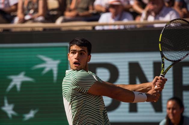TENNIS - ATP, Tennis Herren French Open 2023 PARIS,FRANCE,04.JUN.23 - TENNIS - ATP World Tour, French Open, Roland Garros, Grand Slam. Image shows Carlos Alcaraz (ESP).  GEPAxpictures xFrancoisxAsal