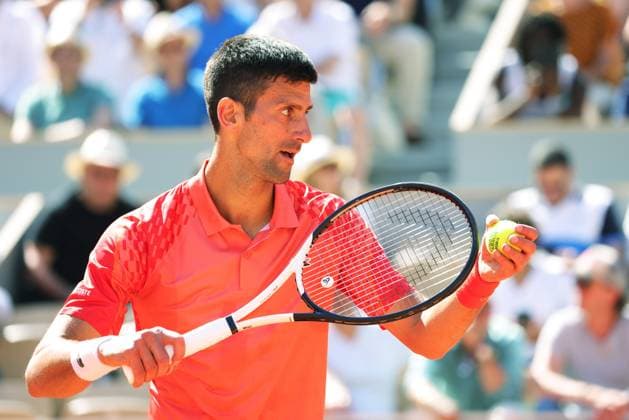 Novak Djokovic, SRB, during fourth round of 2023 French Open at Roland Garros, Paris, 04 06 2023