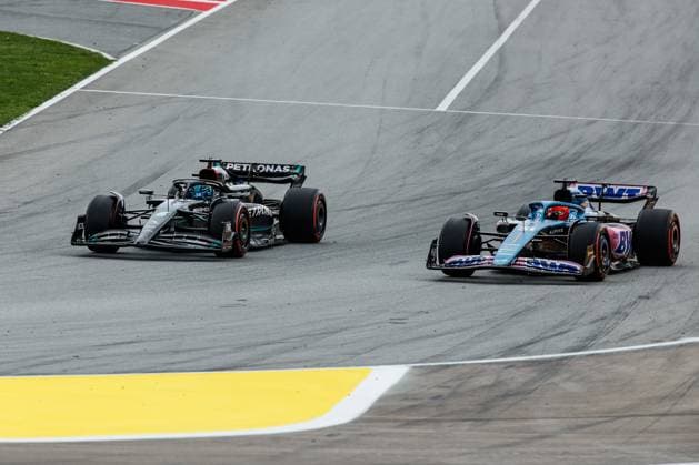 63 George Russell GBR, Mercedes AMG Petronas F1 Team , 31 Esteban Ocon FRA, BWT Alpine F1 Team , F1 Grand Prix of Spain at Circuit de Barcelona Catalunya on June 4, 2023 in Barcelona, Spain Photo by HOCH ZWEI Barcelona Spain