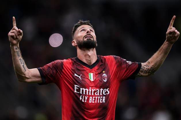 AC Milan v Hellas Verona FC - Serie A Olivier Giroud of AC Milan celebrates after scoring a goal from a penalty kick during the Serie A football match between AC Milan and Hellas Verona FC. Milan Italy Copyright: xNicolòxCampox