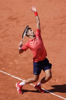 Novak Djokovic, SRB, during fourth round of 2023 French Open at Roland Garros, Paris, 04 06 2023