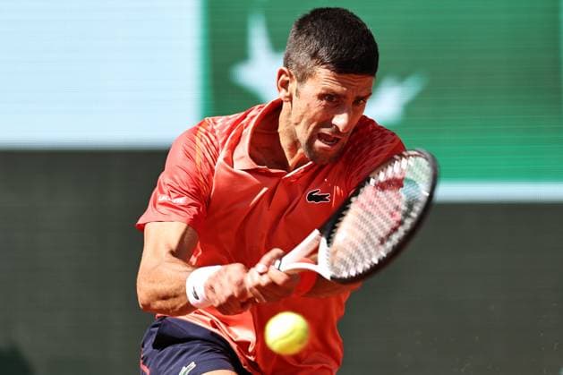 Novak Djokovic, SRB, during fourth round of 2023 French Open at Roland Garros, Paris, 04 06 2023