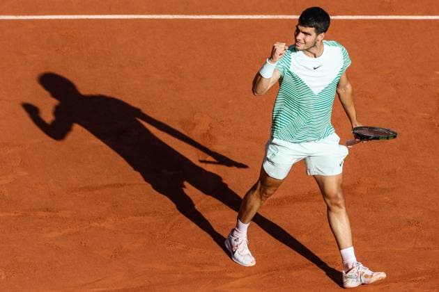 2023 French Open - Day Eight Carlos ALCARAZ (ESP) during his match against Lorenzo MUSETTI (ITA) on Philippe CHATRIER court in The French Open Roland Garros 2023 tennis tournament day eight. Paris France  Copyright: xIbrahimxEzzatx originalFilename:ezzat-notitle230604_npsrm.jpg