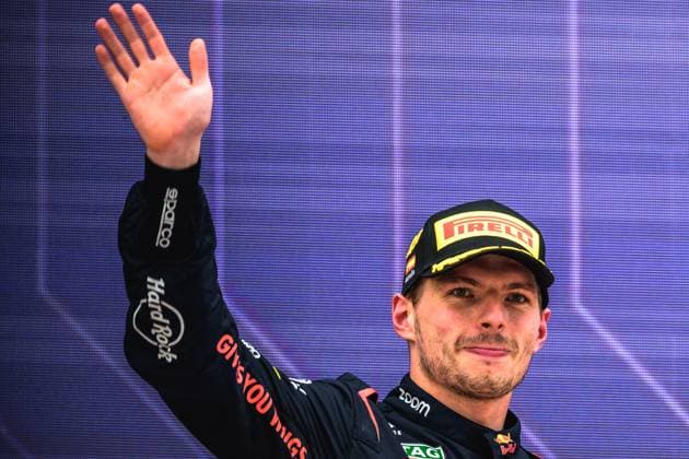 June 4, 2023, Montmelo, Catalonia, Spain: MAX VERSTAPPEN (NED) from team Red Bull greets from the podium after winning the Spanish GP at Circuit de Catalunya Montmelo Spain - ZUMAo105 20230604_zap_o105_060 Copyright: xMatthiasxOesterlex