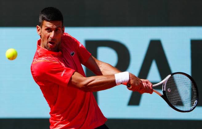 Mandatory Credit: Photo by Javier Garcia Shutterstock (13944034fe) Novak Djokovic in fourth round action French Open Tennis, Day 8, Roland Garros, Paris, France - 04 June 2023 French Open Tennis, Day 8, Roland Garros, Paris, France - 04 June 2023  Copyright: xJavierxGarcia Shutterstockx 13944034fe