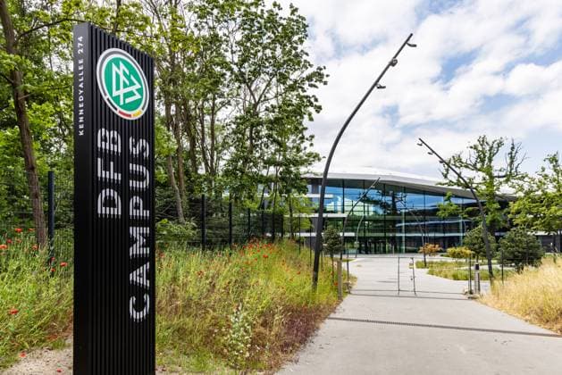 DFB Campus Frankfurt The German Football Association (DFB) has spent 180 million euros on its new headquarters with a soccer hall, soccer pitches and seminar rooms 04 06 2023 Frankfurt am Main, Hesse, Germany, Europe Â