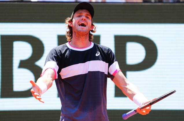 Mandatory Credit: Photo by Javier Garcia Shutterstock (13944044aa) Nicolas Jarry reacts French Open Tennis, Day 9, Roland Garros, Paris, France - 05 June 2023 French Open Tennis, Day 9, Roland Garros, Paris, France - 05 June 2023  Copyright: xJavierxGarcia Shutterstockx 13944044aa