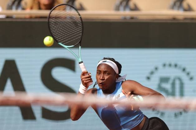Coco Gauff, USA, during fourth round of 2023 French Open at Roland Garros, Paris, 05 06 2023