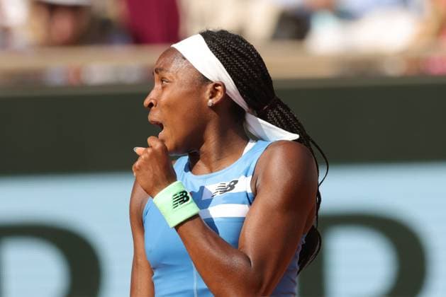 Coco Gauff, USA, during fourth round of 2023 French Open at Roland Garros, Paris, 05 06 2023