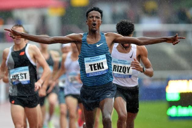 Bilder des Jahres 2023, Sport 06 Juni Bilder des Jahres 2023, Sport 06 Juni Sport Themen der Woche KW23 Sport Bilder des Tages June 5, 2023, Prague, Czech Republic: ABDULKARIM TEKI ABDURAHMAN of Ethiopia celebrate victory in the men s 1500m during the Josef Odlozil Memorial Athletic Classic Meeting EA Continental Bronze Tour in Prague in the Czech Republic. Prague Czech Republic - ZUMAr156 20230605_zap_r156_004 Copyright: xSlavekxRutax