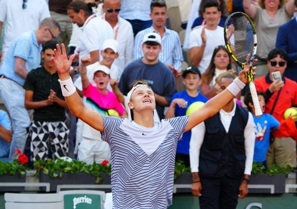 Mandatory Credit: Photo by Javier Garcia Shutterstock (13944044fy) Holger Rune celebrates winning his fourth round match French Open Tennis, Day 9, Roland Garros, Paris, France - 05 June 2023 French Open Tennis, Day 9, Roland Garros, Paris, France - 05 June 2023  Copyright: xJavierxGarcia Shutterstockx 13944044fy
