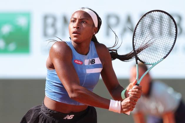 Coco Gauff, USA, during fourth round of 2023 French Open at Roland Garros, Paris, 05 06 2023