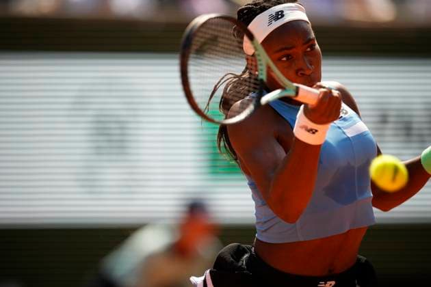 PARIS, FRANCE - JUNE 5: Coco Gauff during 4th round of Roland Garros 2023 match between Anna Karolina Schmiedlova vs Coco Gauff at Roland Garros Stadium on June 5, 2023 in Paris, France. (Photo by Glenn Gervot Icon Sportswire) TENNIS: JUN 05 French Open EDITORIAL USE ONLY Icon2306056916