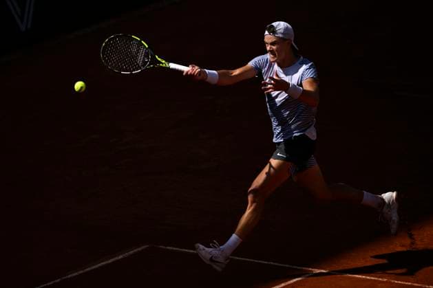 (230606) -- PARIS, June 6, 2023 -- Holger Rune competes during the men s singles fourth round match between Holger Rune of Denmark and Francisco Cerundolo of Argentina at the French Open tennis tournament at Roland Garros in Paris, France, on June 5, 2023. (Photo by Xinhua) (SP)FRANCE-PARIS-TENNIS-ROLAND GARROS-FRENCH OPEN-MEN S SINGLES JulienxMattia 