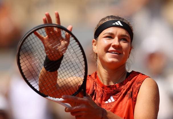 Mandatory Credit: Photo by Ella Ling Shutterstock (13949269c) Karolina Muchova of Czech Republic celebrates French Open Tennis, Day 10, Roland Garros, Paris, France - 06 June 2023 French Open Tennis, Day 10, Roland Garros, Paris, France - 06 June 2023  Copyright: xEllaxLing Shutterstockx 13949269c