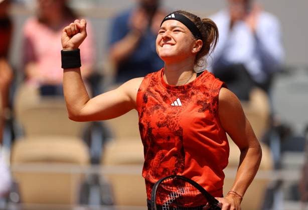 Mandatory Credit: Photo by Ella Ling Shutterstock (13949269k) Karolina Muchova of Czech Republic celebrates French Open Tennis, Day 10, Roland Garros, Paris, France - 06 June 2023 French Open Tennis, Day 10, Roland Garros, Paris, France - 06 June 2023  Copyright: xEllaxLing Shutterstockx 13949269k