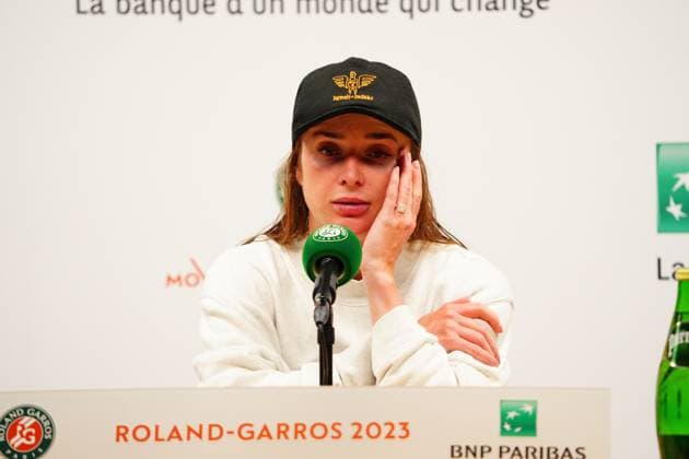 Mandatory Credit: Photo by Javier Garcia Shutterstock (13949267aq) Elina Svitolina in her post match press conference, PK, Pressekonferenz French Open Tennis, Day 10, Roland Garros, Paris, France - 06 June 2023 French Open Tennis, Day 10, Roland Garros, Paris, France - 06 June 2023 Copyright: xJavierxGarcia Shutterstockx 13949267aq