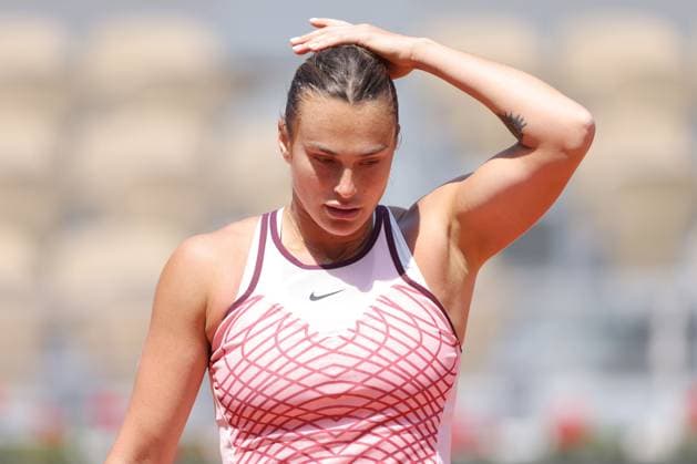 Aryna Sabalenka, BLR, during quarter finals of 2023 French Open at Roland Garros, Paris, 06 06 2023