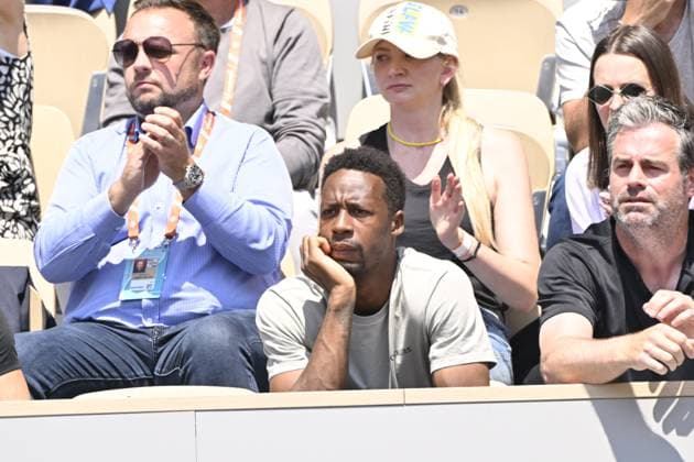 Tennis : Roland Garros 2023 - France - Elina Svitolina - Ukraine - Gael Monfils dans les tribunes Tennis : Roland Garros 2023 - France - 06 06 23 ChrysleneCaillaud Panoramic 