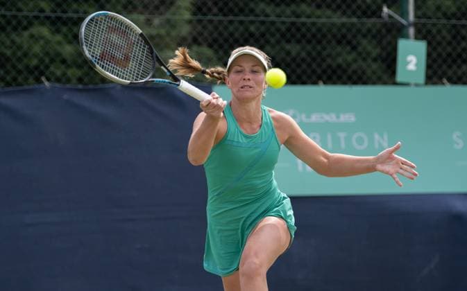 Maddison Inglis (AUS) during her match with Heather Watson (GBR) in the first round of the W100 Surbiton Trophy, at Surbiton Lawn Tennis Club, Surbiton, England on the 6th June 2023. Copyright: xAlanxStanfordx PMI-5581-0123