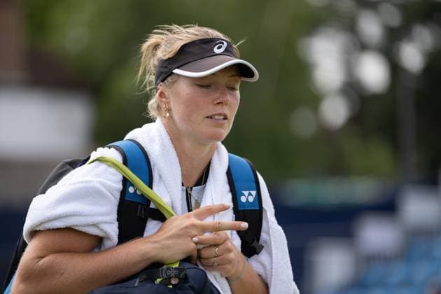 Olivia Gadecki (AUS) after her straight sets loss to Katie Boulter (GBR) in the first round of the W100 Surbiton Trophy, at Surbiton Lawn Tennis Club, Surbiton, England on the 6th June 2023. Copyright: xAlanxStanfordx PMI-5581-0152