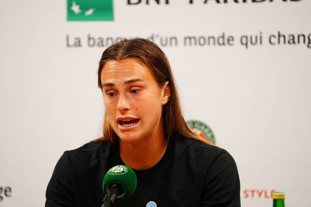 Mandatory Credit: Photo by Javier Garcia Shutterstock (13949267bd) Aryna Sabalenka in her post match press conference, PK, Pressekonferenz French Open Tennis, Day 10, Roland Garros, Paris, France - 06 June 2023 French Open Tennis, Day 10, Roland Garros, Paris, France - 06 June 2023 Copyright: xJavierxGarcia Shutterstockx 13949267bd