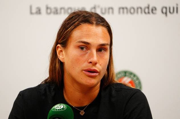 Mandatory Credit: Photo by Javier Garcia Shutterstock (13949267bm) Aryna Sabalenka in her post match press conference, PK, Pressekonferenz French Open Tennis, Day 10, Roland Garros, Paris, France - 06 June 2023 French Open Tennis, Day 10, Roland Garros, Paris, France - 06 June 2023 Copyright: xJavierxGarcia Shutterstockx 13949267bm