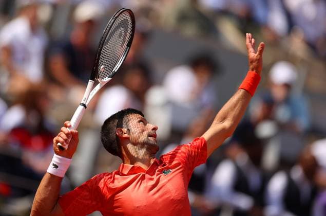 Mandatory Credit: Photo by Ella Ling Shutterstock (13949269dh) Novak Djokovic of Serbia in action French Open Tennis, Day 10, Roland Garros, Paris, France - 06 June 2023 French Open Tennis, Day 10, Roland Garros, Paris, France - 06 June 2023  Copyright: xEllaxLing Shutterstockx 13949269dh