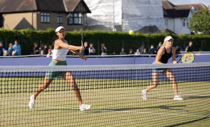 Pricilla Hon (AUS) in the first round of the W100 Doubles Surbiton Trophy, at Surbiton Lawn Tennis Club, Surbiton, England on the 6th June 2023. Copyright: xAlanxStanfordx PMI-5581-0255