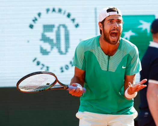 Karen Khachanov reacts angry,anger,disappointed,disappointment,emotion Copyright: xJuergenxHasenkopfx