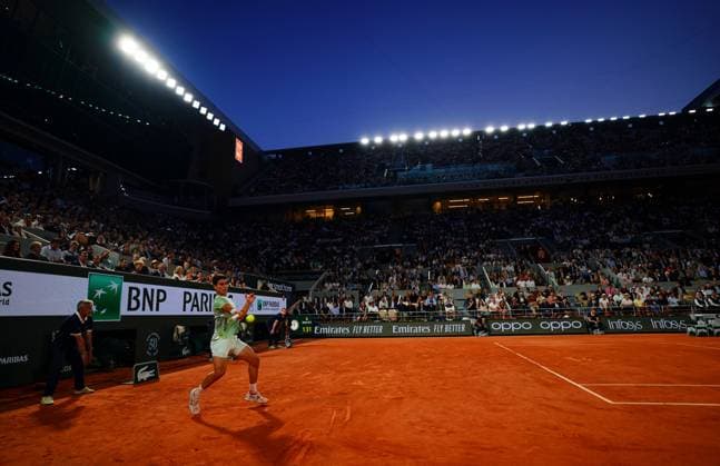Mandatory Credit: Photo by Javier Garcia Shutterstock (13949267du) Carlos Alcaraz in quarter final action French Open Tennis, Day 10, Roland Garros, Paris, France - 06 June 2023 French Open Tennis, Day 10, Roland Garros, Paris, France - 06 June 2023  Copyright: xJavierxGarcia Shutterstockx 13949267du
