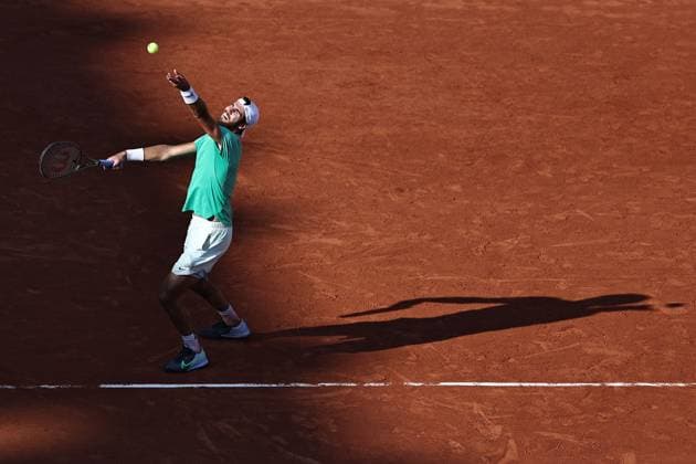 Karen Khachanov, RUS, during quarter finals of 2023 French Open at Roland Garros, Paris, 06 06 2023